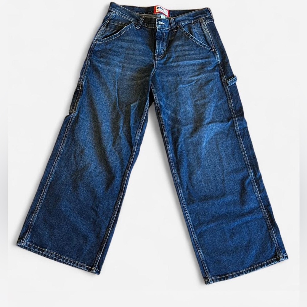 Old Navy Womens Wide Leg Carpenter Blue Jeans